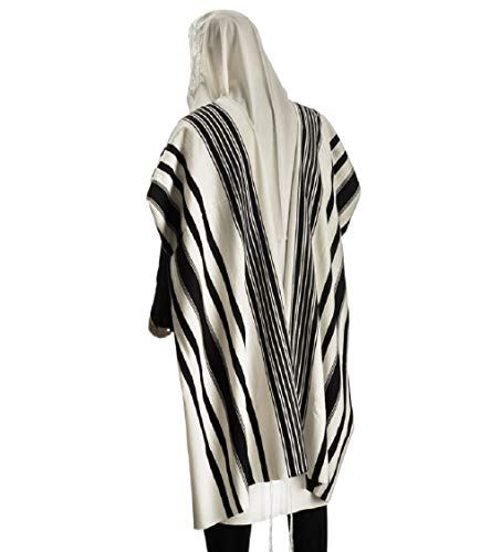 100% Wool Tallit Prayer Shawl Prima a a (Black) Size 47" L X 68" W