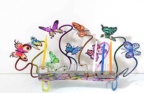 Butterflies Hanukkah Menorah by David Gerstein - Israeli Art & Gifts