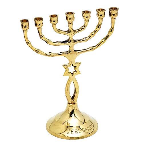 Cohen Tsemach Brass Copper Grafted in Messianic Vintage 6" Menorah Candle Holder