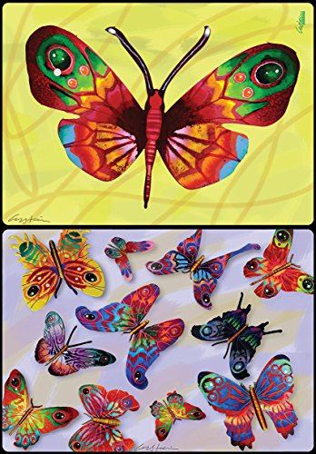 David Gerstein 6 Butterflies Table Placements Placemats Tischsets with 12 prints