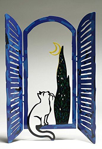 David Gerstein Art Window & Cat Metal Modern Sculpture