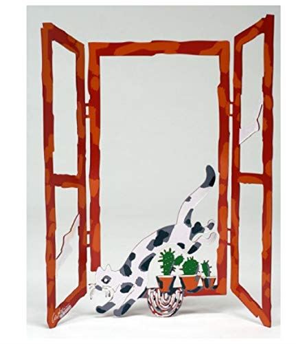 GORGEOUS BEAUTY&CARE David Gerstein Art Window & Cat Metal Modern Sculpture