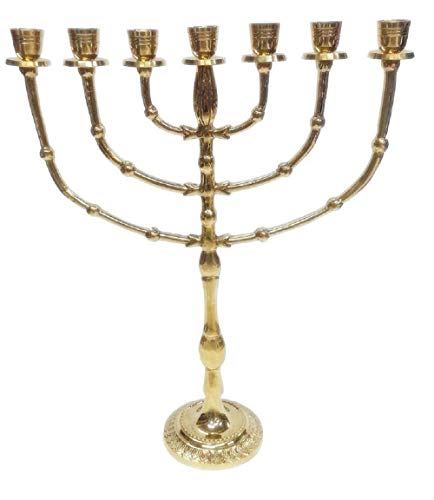 GORGEOUS BEAUTY&CARE Jerusalem Menorah 15 Inch Height Brass 7 Branches Menorah J