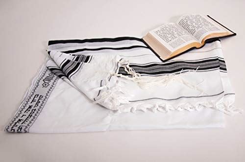 Kosher Tallit Talit Prayer Shawl in 55.1"x74.8" Made Israel Black&silver