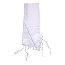 Kosher White Tallit Talis Prayer Shawl acrylic 24"X72" Made Israel silver Stripe