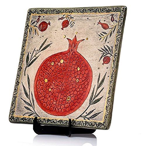 Pomegranate Hand Made Ceramic Wall Decor Plaque 24k Gold Ornaments Art