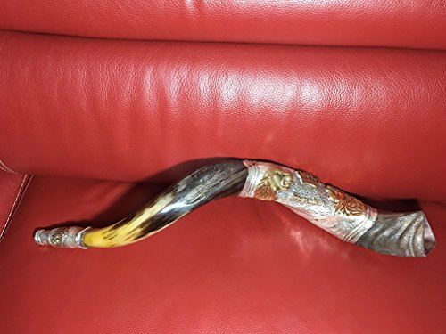 Sale 29" sterling silver plated yemenite kudu horn shofar Lion of judah