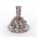 Wine Fountain DIVIDER Kiddush & 8 Goblets Silver plate Judaica Jerusalem