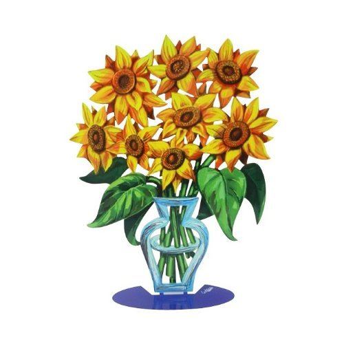 David Gerstein Metal Art Sunflower Flowers Modern Vase Sculpture