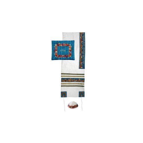 Yair Emanuel Tallit Set – Colored Jerusalem on White Background