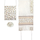 Yair Emanuel Women’s Tallit Set-Embroidered Pomegranates gold & silver