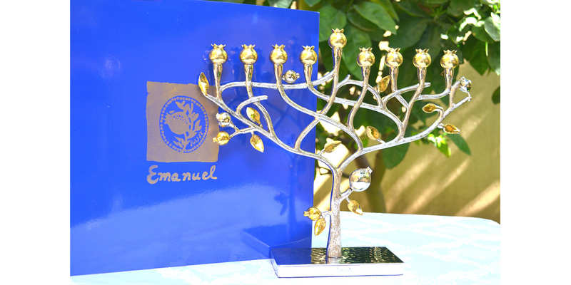 menorah hanukkah hanukkiah tree of life Pomegranate tree by yair emanuel judaica