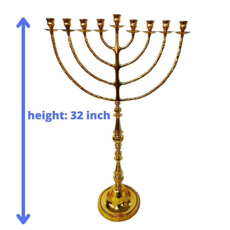 Brass Copper Hand Made Authentic Extra Large 32 Inch / 80 cm Hanukkah Candle Holder With 9 Branches Israel hanukkiah Jerusalem