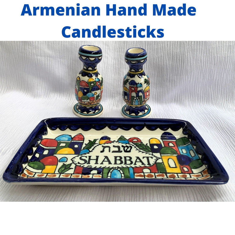 Amaizing Armenian Design Candlesticks with Matching Tray Jerusalem Design