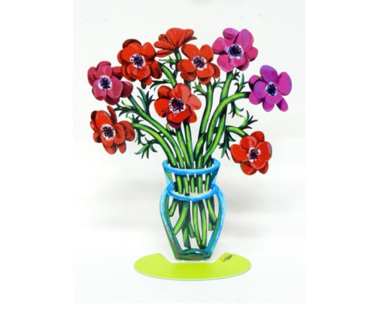 Sculpture by David Gerstein Modern Metal ART Sculpture Poppies Flower Vase