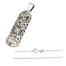 Silver 925 Mezuzah & Shema Israel Scroll Flowers Decor Design Kabbalah Israel Necklace Jerusalem Gift