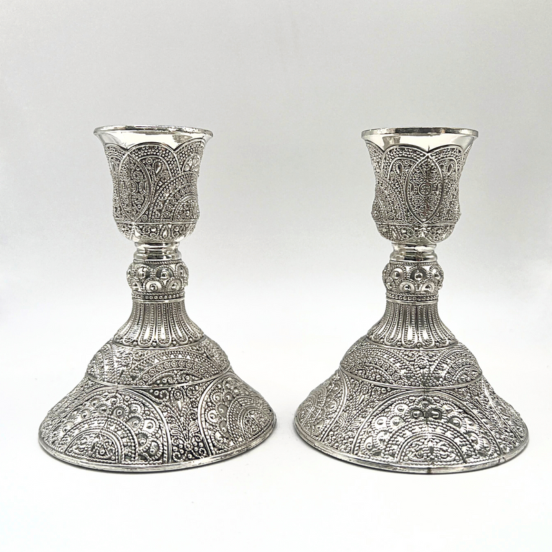 Sabbath Candlesticks ,Stunning Decorative Silver Plated , Judaica gift. candlestick holders. shabbath table Pair set with filigree Design