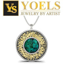 925 Silver and 9k Gold Eilat Stone Jerusalem Necklace,Eilat Stone Pendant