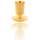 Gold Plated Kiddush Cup 12cm Filigree Goblet & Plate HolyLand judaica Gift new