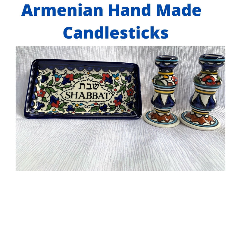 Amaizing Armenian Design Candlesticks with Matching Tray Flowers Design