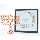 Cohen Tsemach Art & Gift Hand Painted Enamel Menorah Hanukkah Embellished with an Intertwining Pomegranate Design