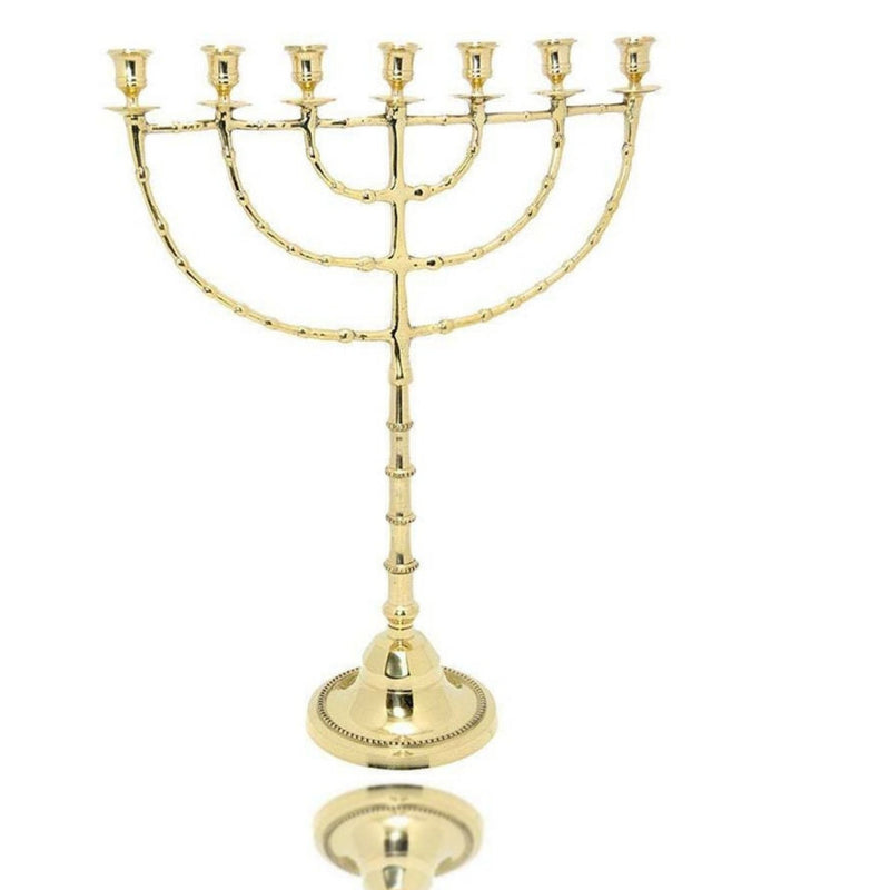 Brass Copper Extra Large 18 Inch Height Seven Branches Jumbo Size Israel Menorah