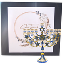 Cohen Tsemach Art & Gift Hand Painted Enamel Menorah Star of David Blue Hanukkiah hanukkah