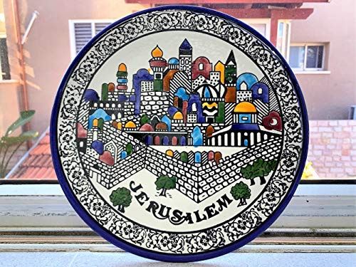 Amaizing Jerusalem City Walls and Old City View Armenian Ceramic Plate -Decorati