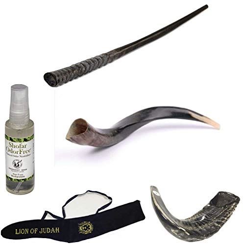 Amaizing Set Shofar,Big Oryx,Ram Horn,Kudu 16"-19",Shofar Bag+Anti-odor Spray