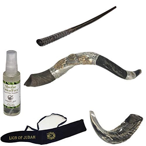 Amaizing Set Shofar,Big Oryx,Ram Horn,Kudu 24"Silver,Shofar Bag+Anti-odor Spray