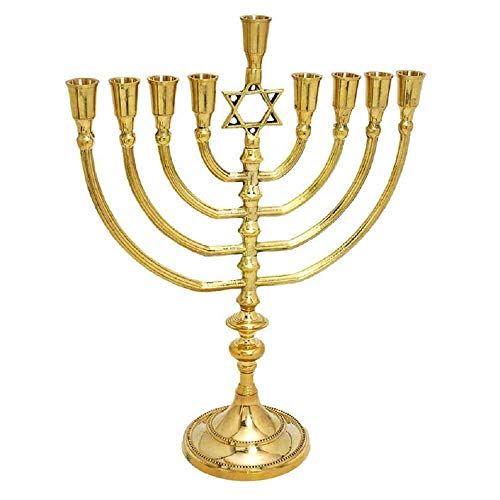 Brass Copper Massive 14 Inch Height Hanukkah Chanukia 9 Branch Israel Hanukia