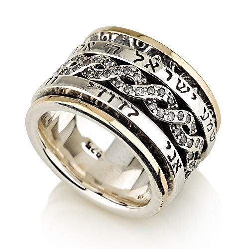 GORGEOUS BEAUTY&CARE Silver 925 & 14K Gold Spinning Massive Ring with I Am My Be