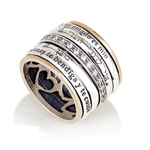 GORGEOUS BEAUTY&CARE Silver 925 with Pure 9K Gold 5 Parts Ring with I Am My Belo