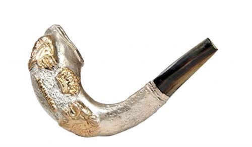 rare Lion of Judah Sterling Silver Ram's Horn Shofar 15"-16" + free Stand