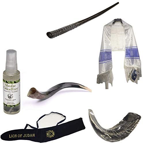 Set Shofar,Oryx,Ram Horn,Kudu,Tallit Messianic Kosher,Carrying Bag+Spray