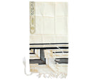 100% Wool Tallit Prayer Shawl in Black and Gold Stripes Size 59" L X 80" W