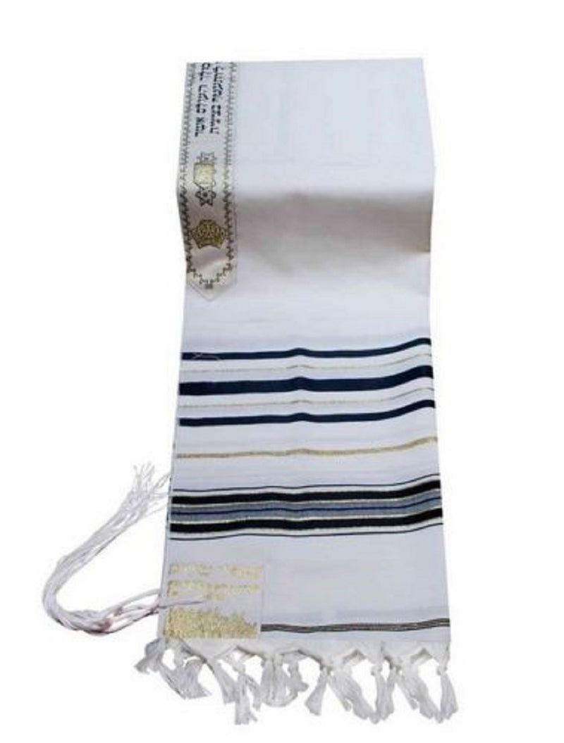 Talitania Black & Gold 100% Wool Kosher Tallit Prayer Shawl Made Select Size (80