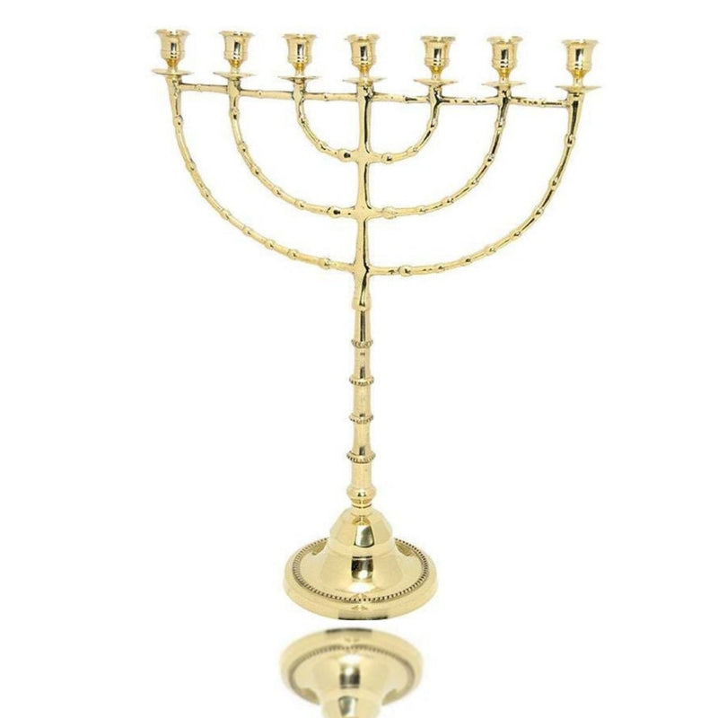 Brass Copper Extra Large 18 Inch Height Seven Branches Jumbo Size Israel Menorah