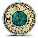 925 Silver and 9k Gold Eilat Stone Jerusalem Necklace,Eilat Stone Pendant