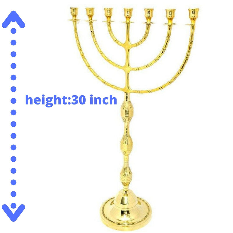 Jumbo Size Brass Copper Extra High 30 Inch / 75 cm Height Seven Branches Israel Menorah Vintage Art