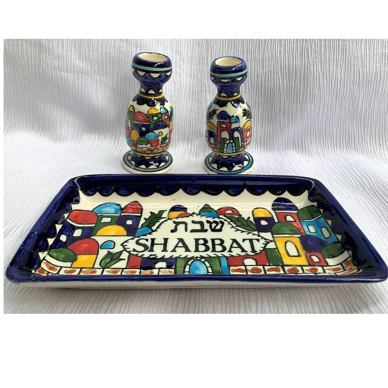 Amaizing Armenian Design Candlesticks with Matching Tray Jerusalem Design