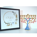 Cohen Tsemach Art & Gift Hand Painted Enamel Menorah Hanukkah Hanukkiah Pomegranate Blue & pink