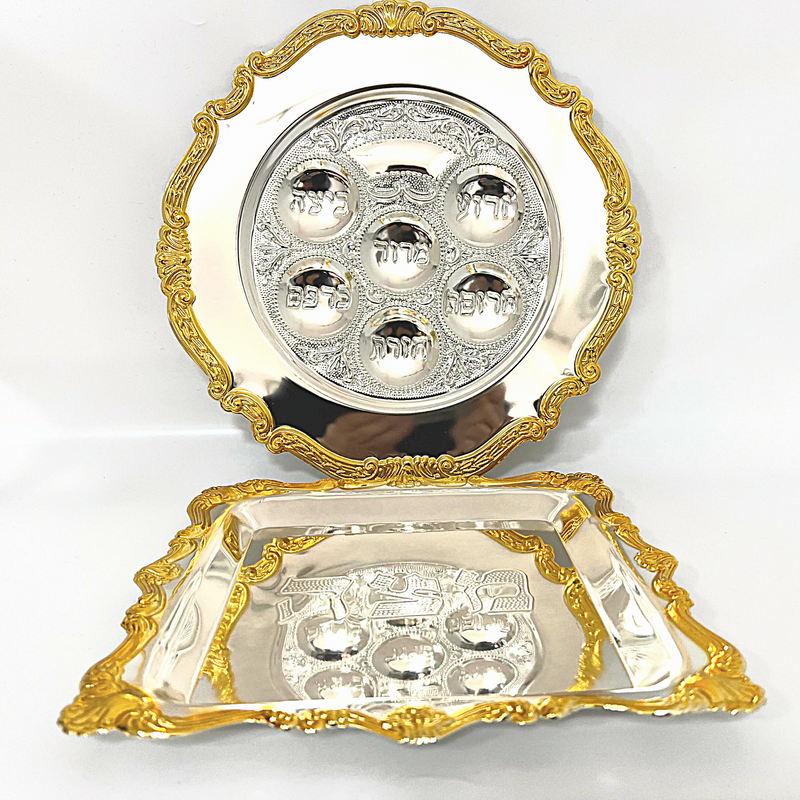 set 2 Plate&Cover Passover Seder Matzah Pesach Israel Passover Plate LRG Passover Seder + Matzah Plate Pesach Set Kosher Matzo Bread