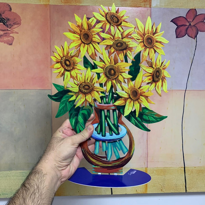 David Gerstein Metal Art Sunflower Flowers Modern Vase Sculpture