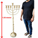 Brass Copper Seven Branch EXTRA HIGH MENORAH 52 Inch / 1.35 Meters Height For Carry Oil Glasses / Candles Judaica Gift