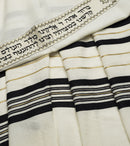 100% Wool Tallit Prayer Shawl in Black and Gold Stripes Size 59" L X 80" W