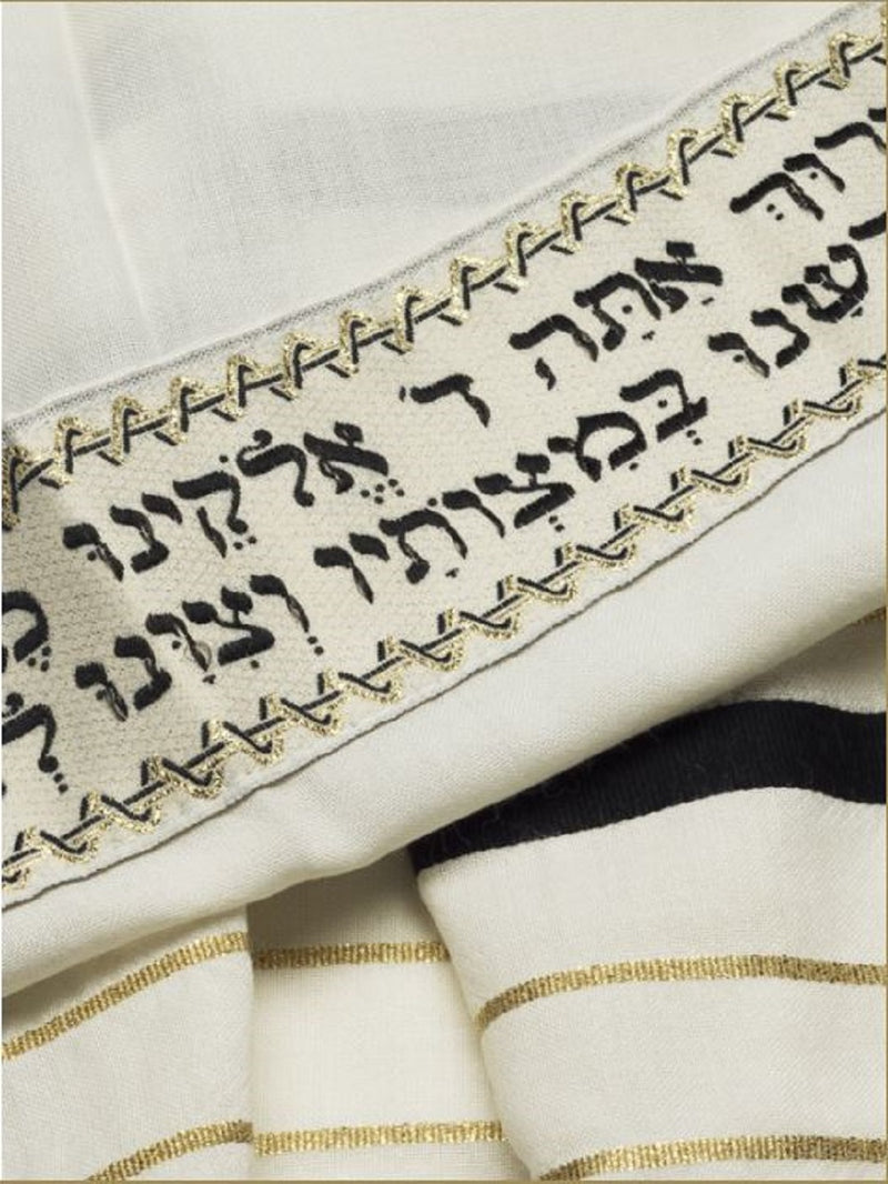 Talitania Black & Gold 100% Wool Kosher Tallit Prayer Shawl Made Select Size (50