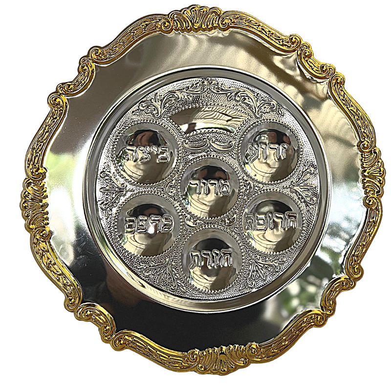 Large Passover Plate for Kosher Food Seder, Pesah Tray Pesach Judaica Traditional Passover Seder Plate