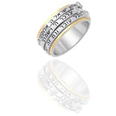 Amazing Silver 925 3 Spinning Lines & Spinning Judaica Symbols: Shema Israel, This Too Shall Pass, Priestly Blessing Thick Gift Ring