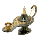 Amaizing Brass Black Copper Hand Made 6 Inch Aladdin Genie Lamp from Israel with The Word Jerusalem Magic Handcrafted Aladdin Oil Lamp Israel Art